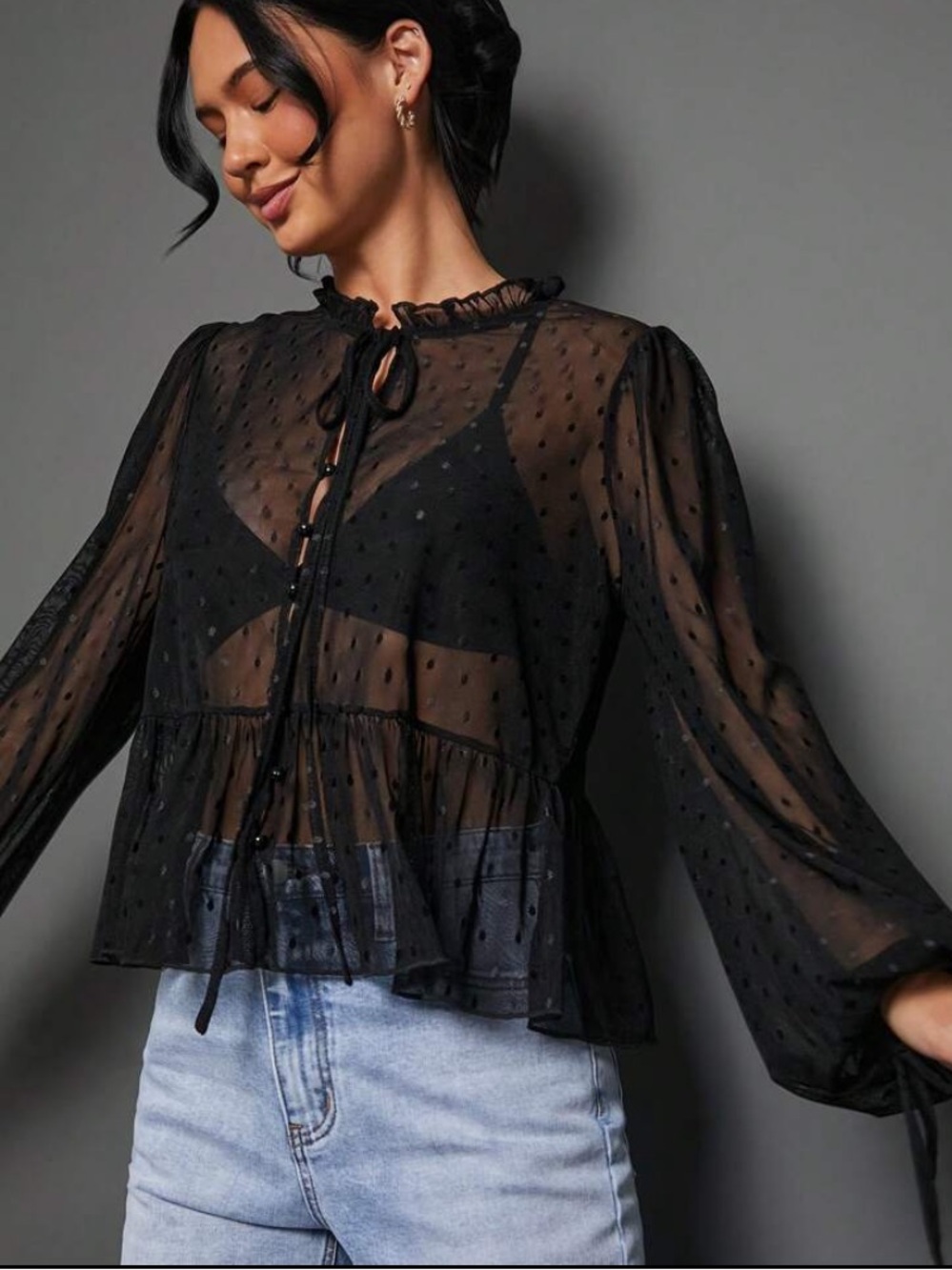 Sheer oversized dot top - Picture 1 of 3